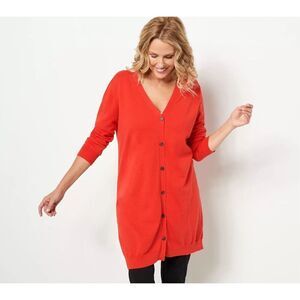 Soft by Naadam Cotton Cashmere Button Duster Cardigan in Orange Medium